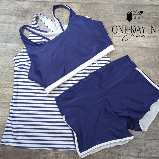 Zando Boyshort Crop 3 Piece Bikini Swimsuit Size L