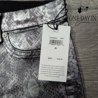 7 For All Mankind High Waist Ankle Skinny Jeans Metallic Snake Print NWT Size 6