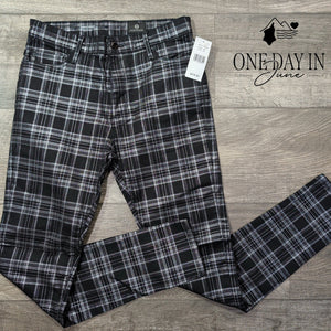 AG Adriano Goldschmied Farrah High Rise Skinny Jeans Black Plaid NWT Size 2 (26)