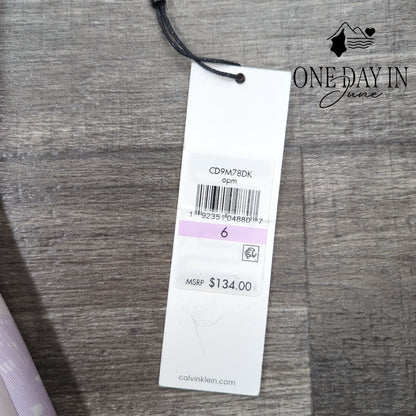 Calvin Klein Off Shoulder Floral Scuba Sheath Dress NWT $134 Lilac Size 6