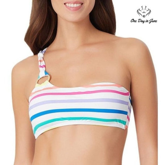 Sugar Beach Striped Bandeau Bikini Top Size L