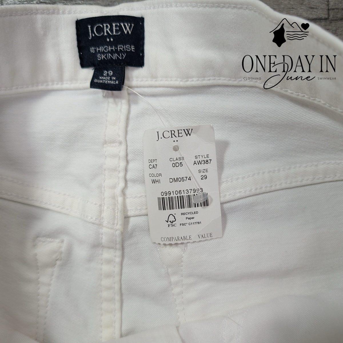 J.Crew High Rise Skinny White Jeans Signature Stretch NWT Size 8 (29)