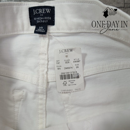 J.Crew High Rise Skinny White Jeans Signature Stretch NWT Size 8 (29)