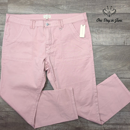 Pilcro Anthropologie Straight Leg Utility Jeans Pink NWT Size 34 (18)
