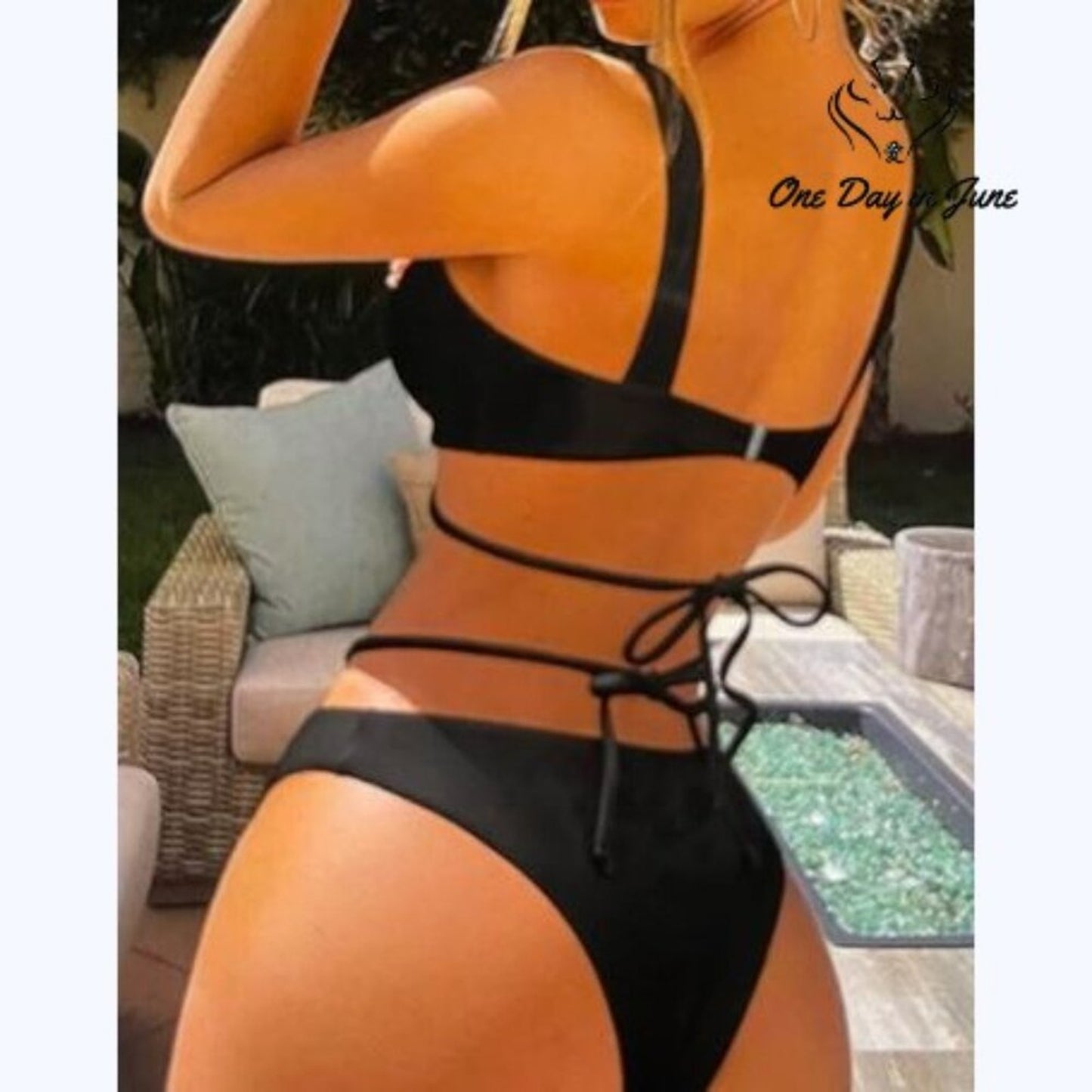 Ioiom Cross Wrap Keyhole Bikini Swimsuit Size L