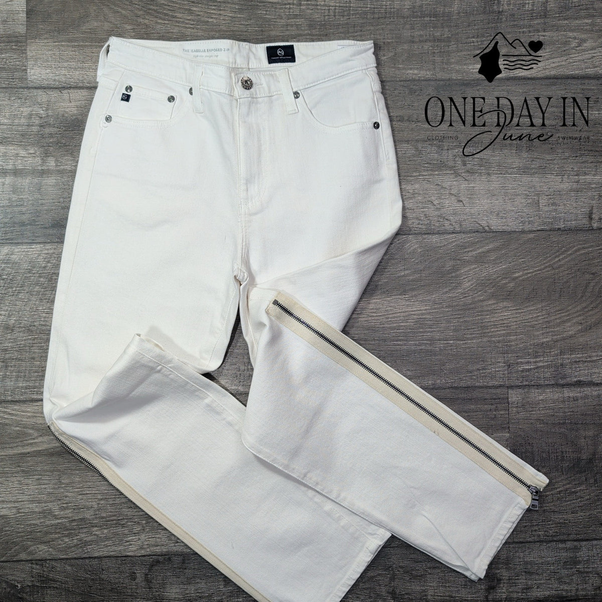 AG Adriano Goldschmied Isabelle Exposed Zip White Straight Crop Jeans NWT Size 4