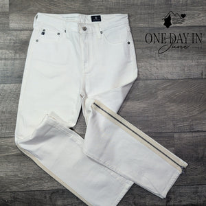 AG Adriano Goldschmied Isabelle Exposed Zip White Straight Crop Jeans NWT Size 4