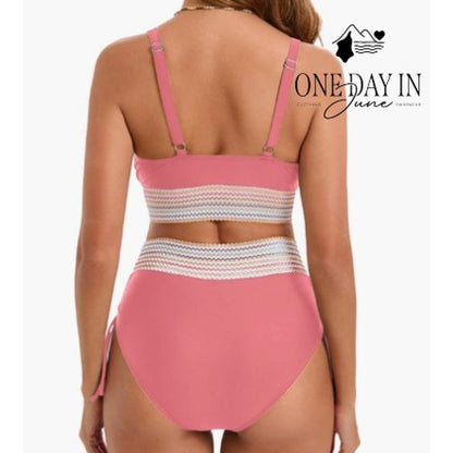 Blooming Jelly V Neck High Waist Bikini Swimsuit Size M