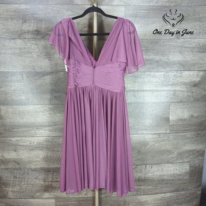 David's Bridal F19933 Bridesmaid Dress Chianti Flutter Sleeve Mesh NWT Size 6