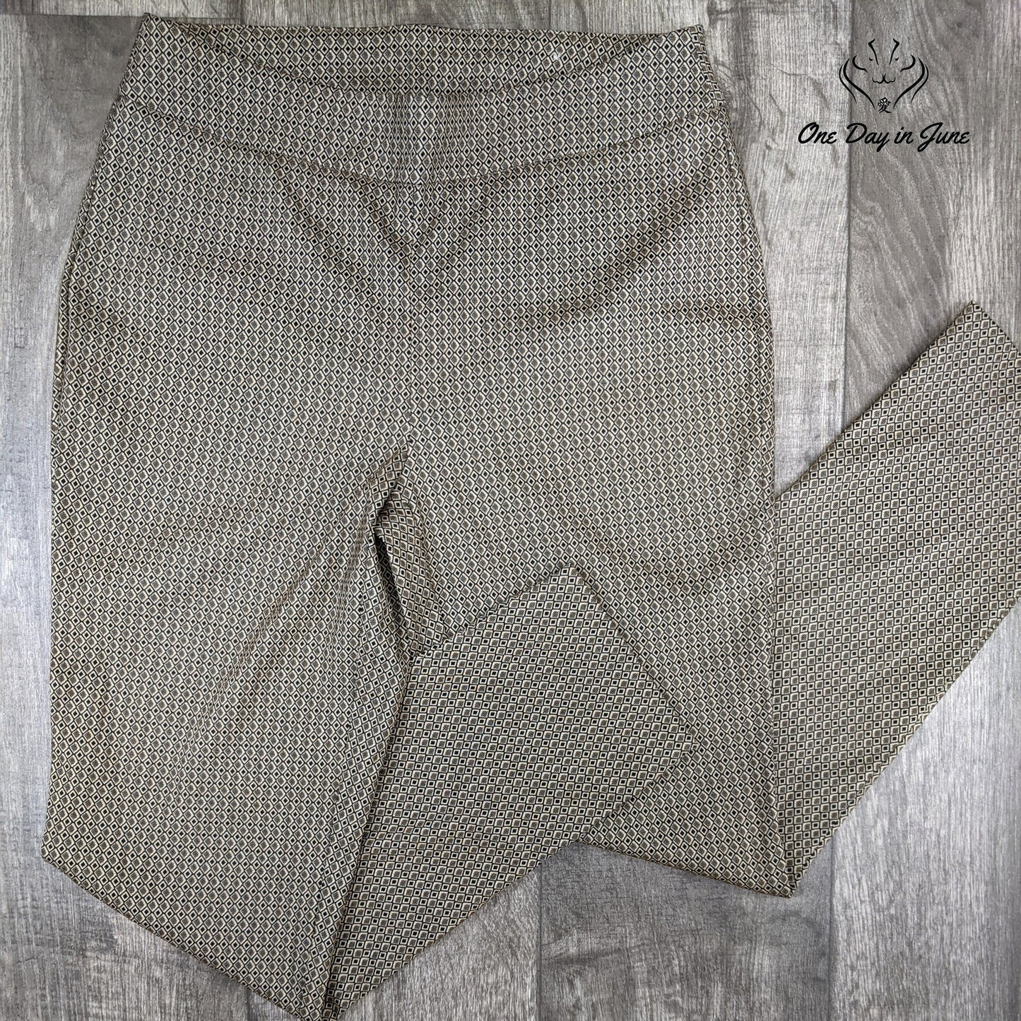 Chico's Square-Print Jacquard Skinny Ankle Pants Size 6R