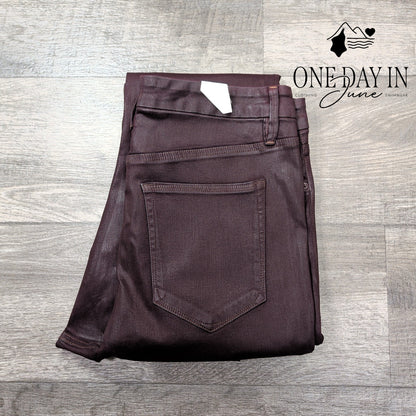 Good American Good Legs Coated Skinny Jeans Malbec Burgundy NWT $169 Size 16