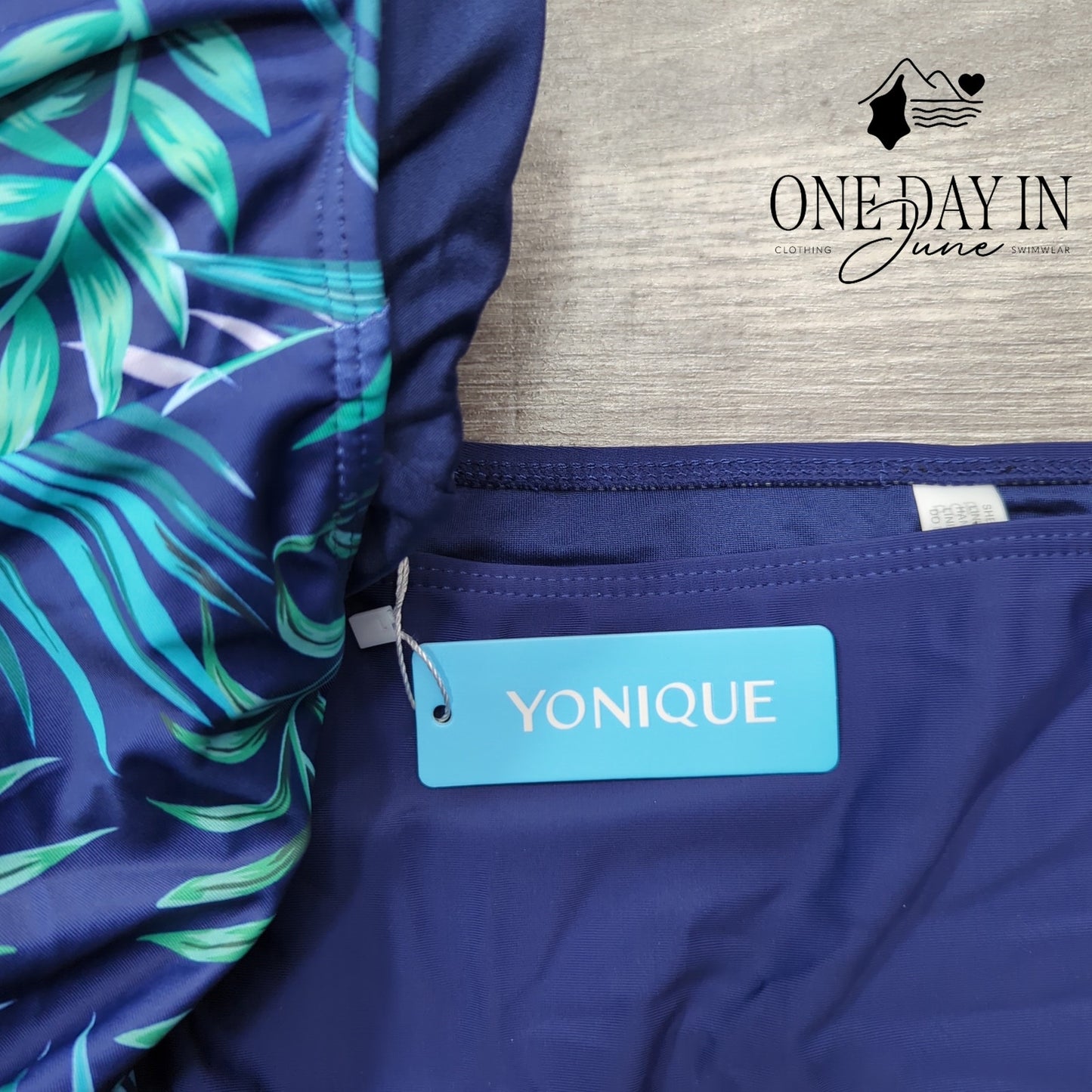 Yonique Tropical Blouson Tankini Swimsuit Size XXL