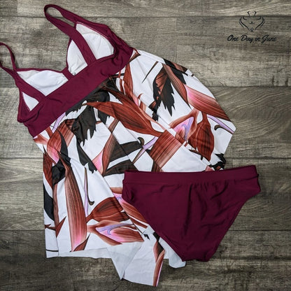 Bucota Floral Swimdress Tankini Swimsuit Size M