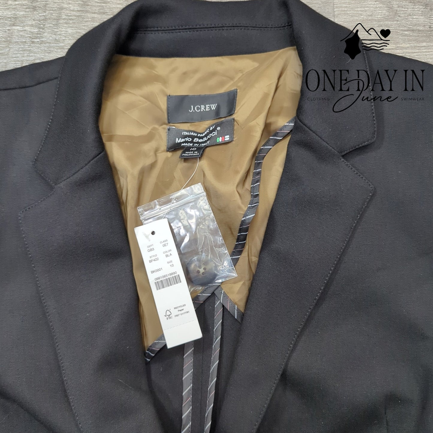 J.Crew Patch Pocket Blazer Italian Ponte Black Mario Bellucci NWT Size 10