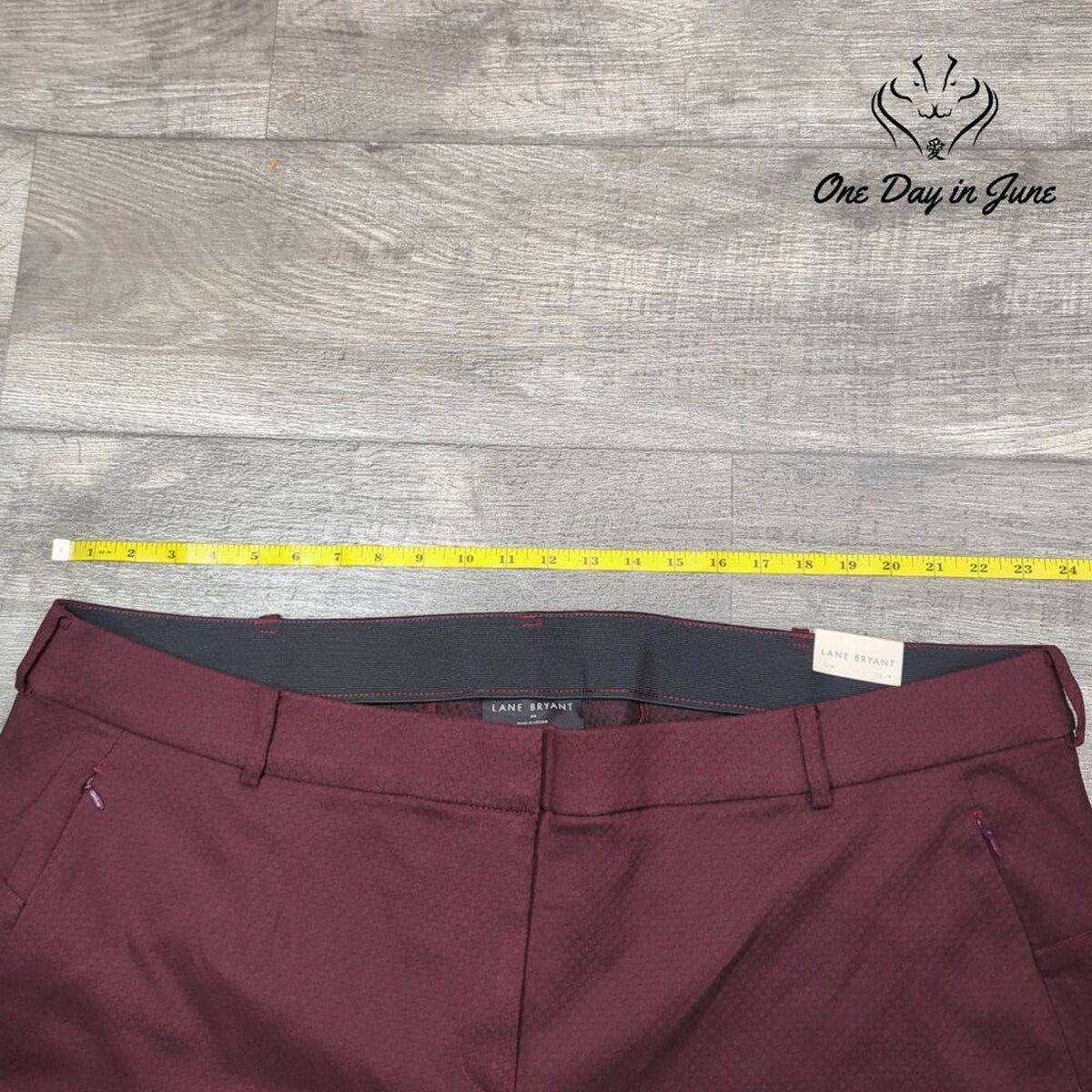 Lane Bryant 4 Season Straight Leg Pants Burgundy Print Stretch NWT Size 28
