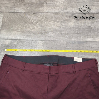 Lane Bryant 4 Season Straight Leg Pants Burgundy Print Stretch NWT Size 28