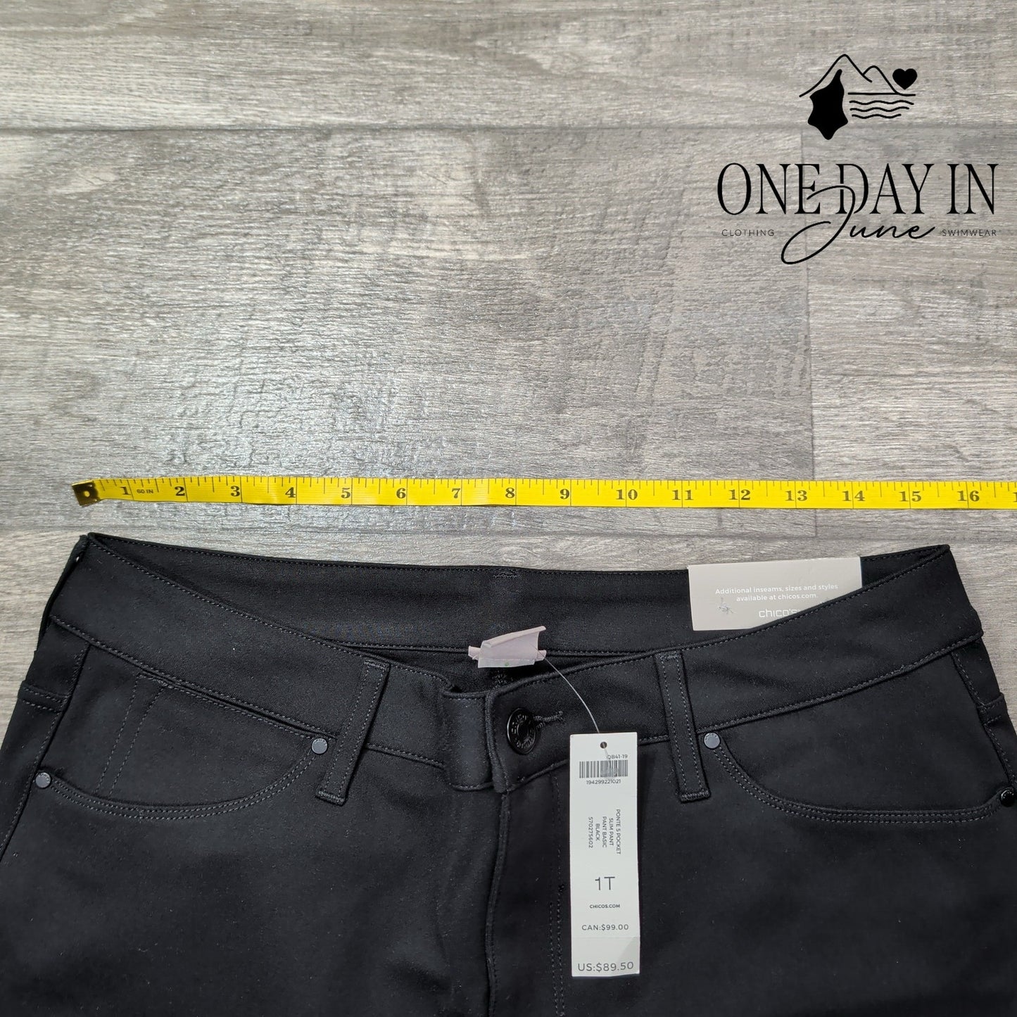 Chico's Ponte 5 Pocket Slim Pants Black NWT $89.50 Size Chico's 1T (8T)