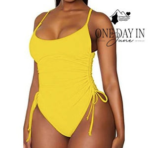 Viottiset Ruched Drawstring One Piece Swimsuit Size L