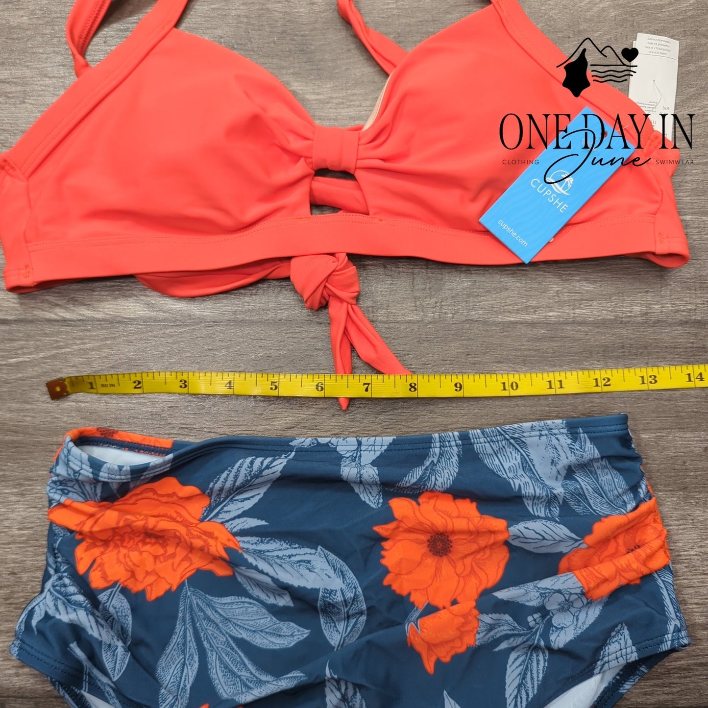 Cupshe Tie Back Hey Hole High Waist Bikini Swimsuit Size S