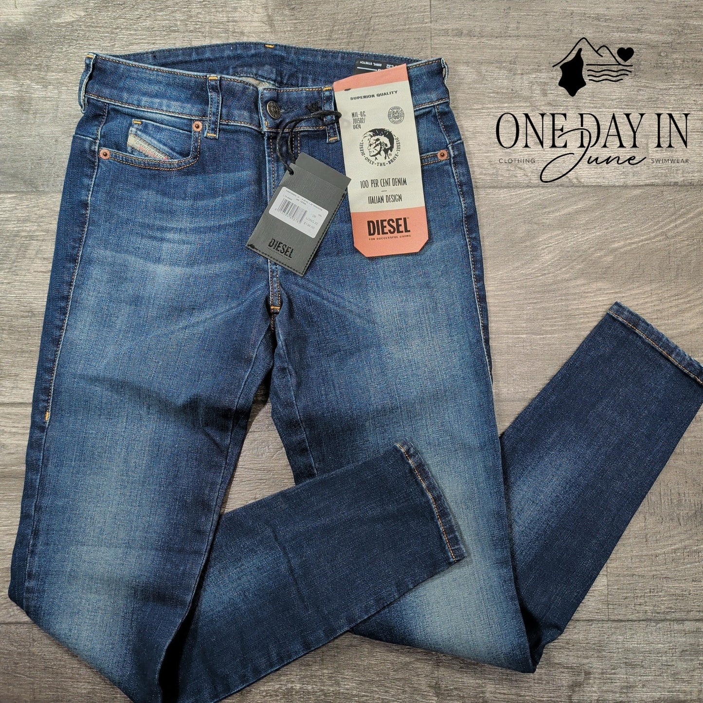Diesel Industry D-Jevel Jeans Slim Low Rise Blue Denim NWT $198 Size 2 (26)