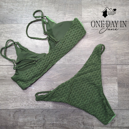 Zaful Ring Front Textured Bikini Swimsuit Size 10