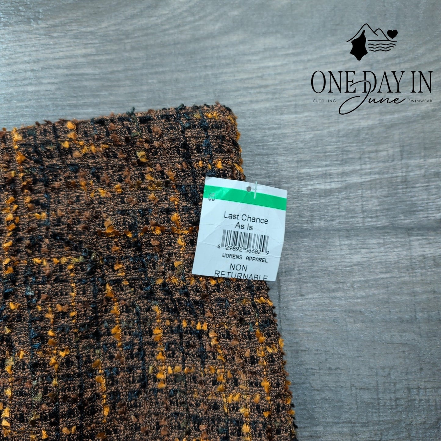 Amanda + Chelsea Modern Fit Tweed Pencil Skirt Brown Gold NWT $98 Size M