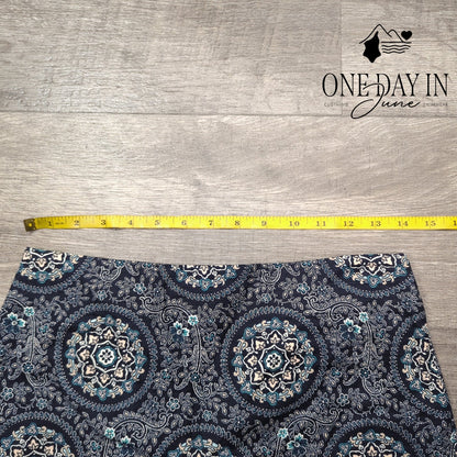 Loft Petite Pencil Skirt Navy Blue Medallion Paisley Print Size 4P