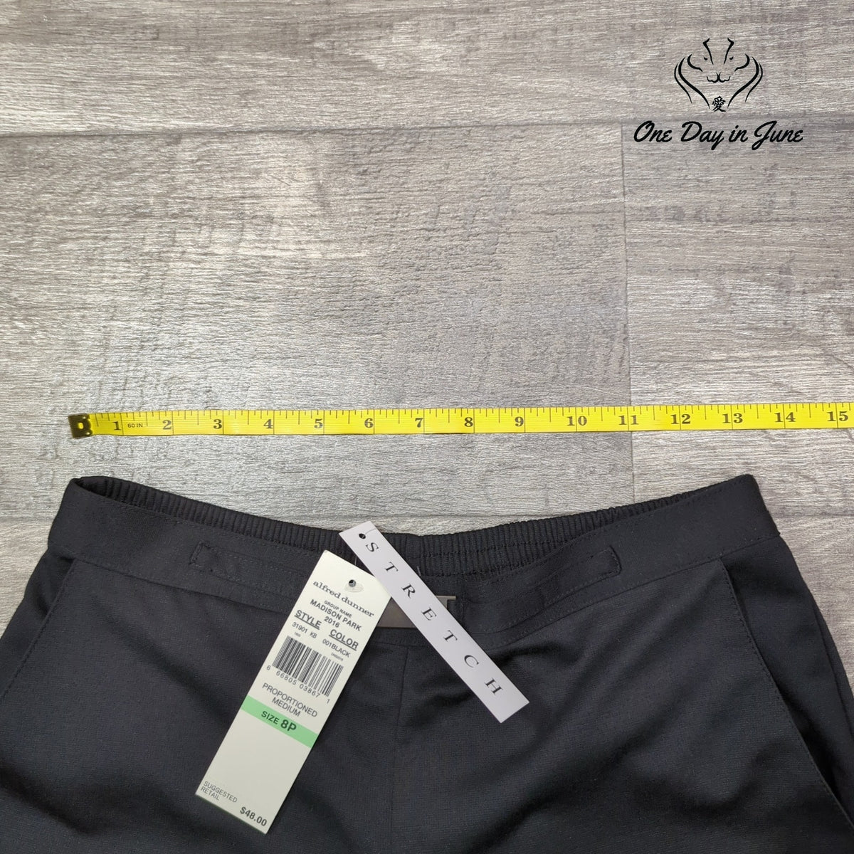 Alfred Dunner Madison Park Pull On Straight Leg Pants Black Petite NWT Size 8P