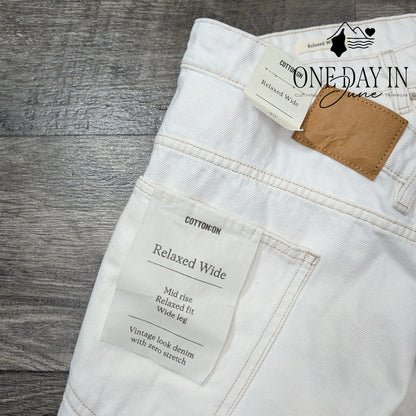 Cotton-On Mid Rise Relaxed Wide Leg Jeans Size 40X30