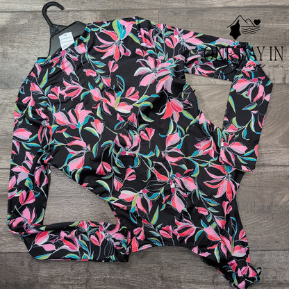 Volcom Dream In Bloom Long Sleeve Rash Guard One Piece Swimsuit NWT Size L