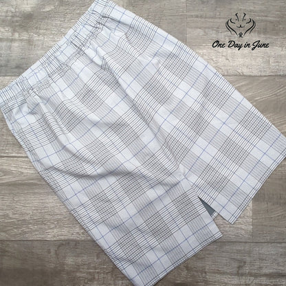 Banana Republic Comfort Waist Pencil Skirt Gray Blue Plaid Lined Size S