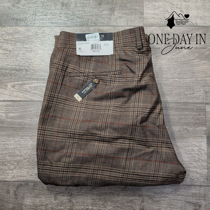 Ralph Lauren Edgewood Plaid Wool Dress Pants Brown NWT Size 38X32