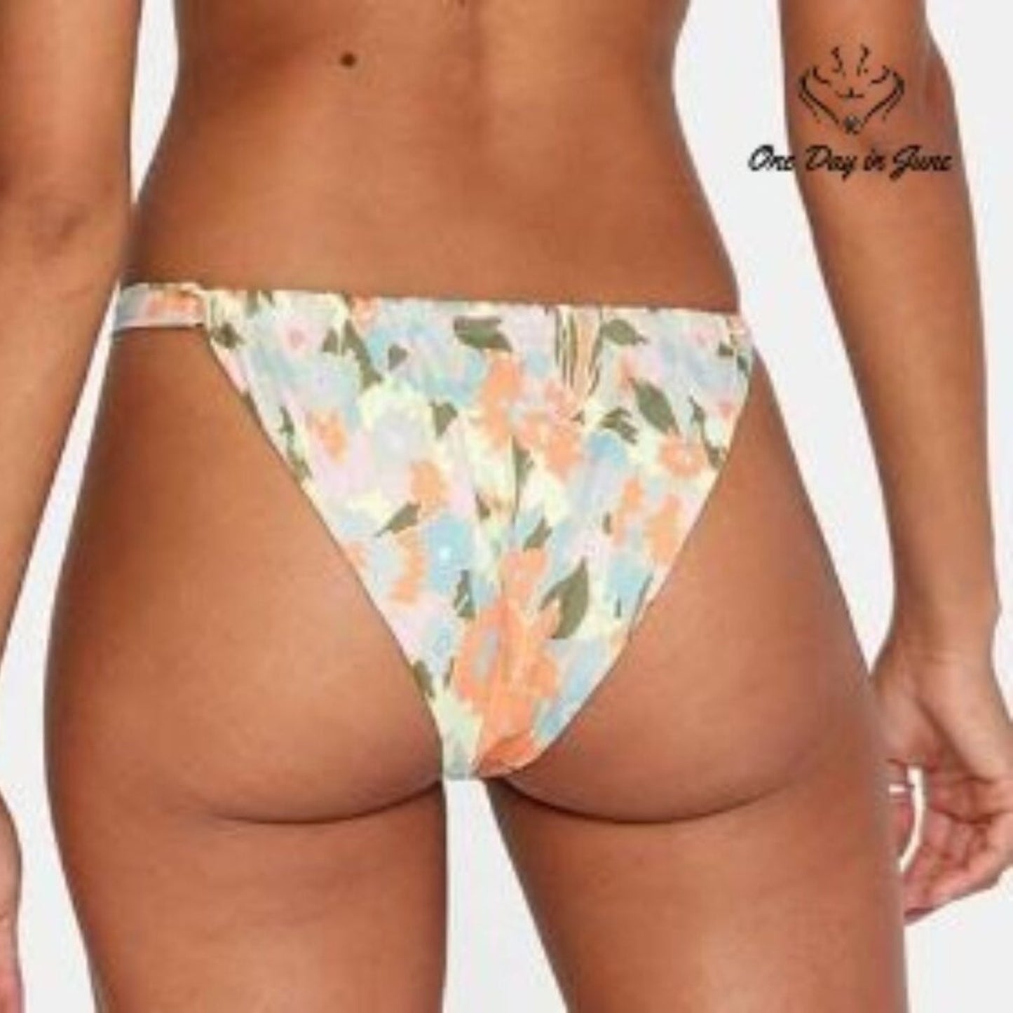 RVCA On The Road French Bikini Bottom Chai Floral High Cut NWT Size XL