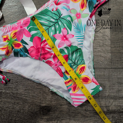 Aimage Floral Drawstring Bikini Swimsuit Size S