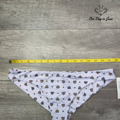 RVCA Foulard Cheeky Bikini Bottom Lavender Low Rise Print NWT Size L