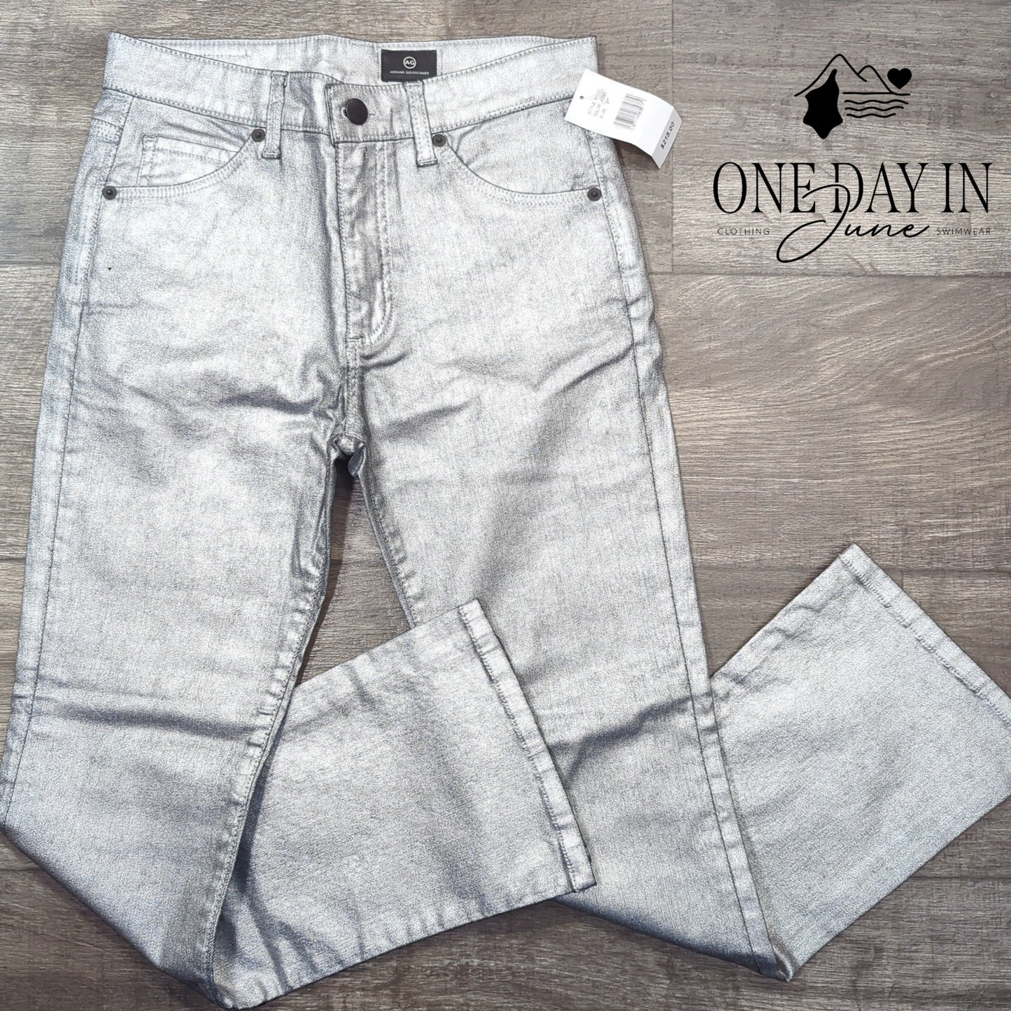 Adriano Goldschmied Coated Denim Crop Flare Jeans Size 27 (4)