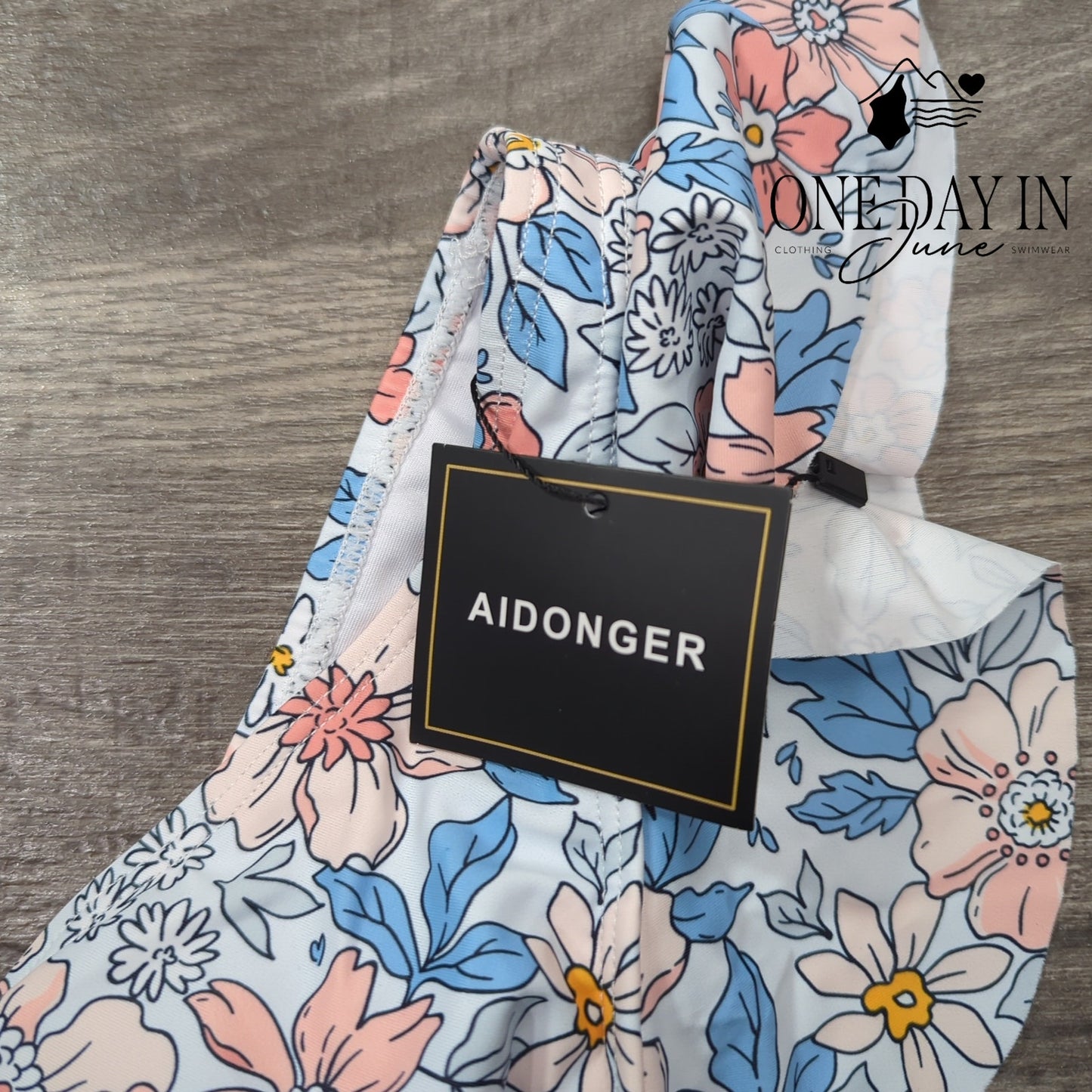 Aidonger Ruffle Shoulder Cut Out One Piece Swimsuit Size L