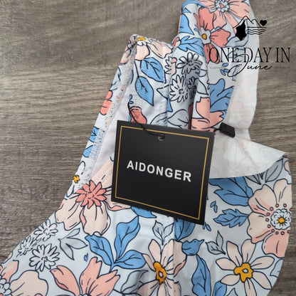 Aidonger Ruffle Shoulder Cut Out One Piece Swimsuit Size L