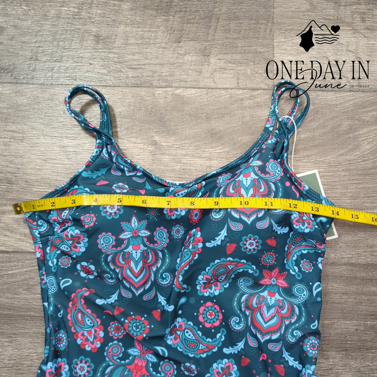 Eomenie Paisley Swimdress One Piece Swimsuit Teal Pink NWT Size S