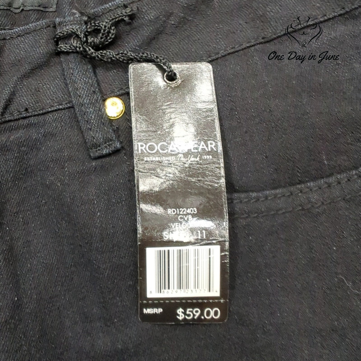 Rocawear Velour Straight Leg Jeans Black Gold Hardware NWT Juniors Size 11