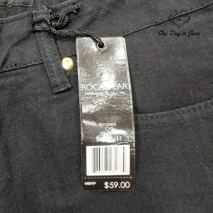 Rocawear Velour Straight Leg Jeans Black Gold Hardware NWT Juniors Size 11