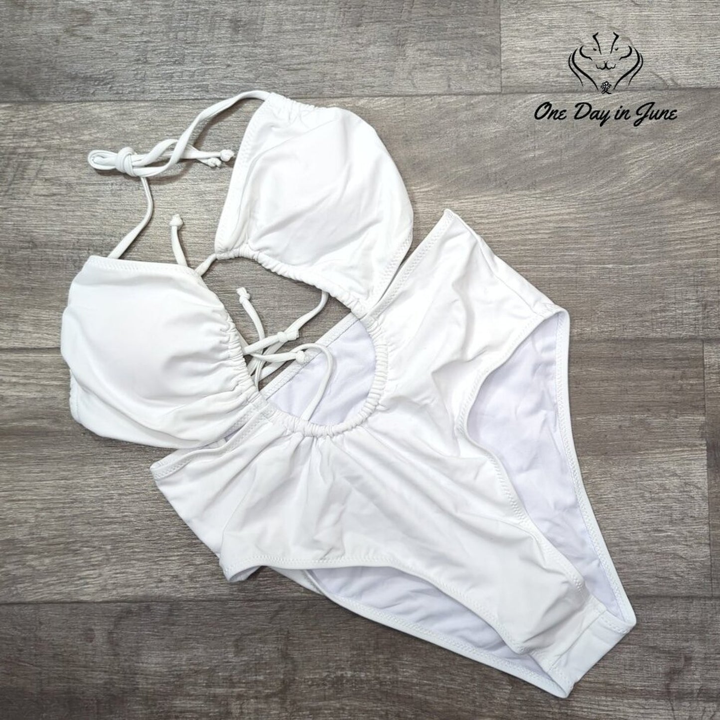 Sweatyrocks High Waist Halter Cut Out One Piece Swimsuit Size L