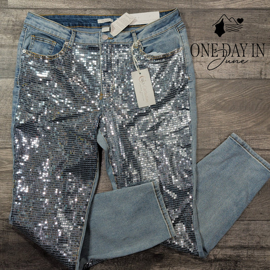 Cato Hi Rise Sequin Jeans Size 14