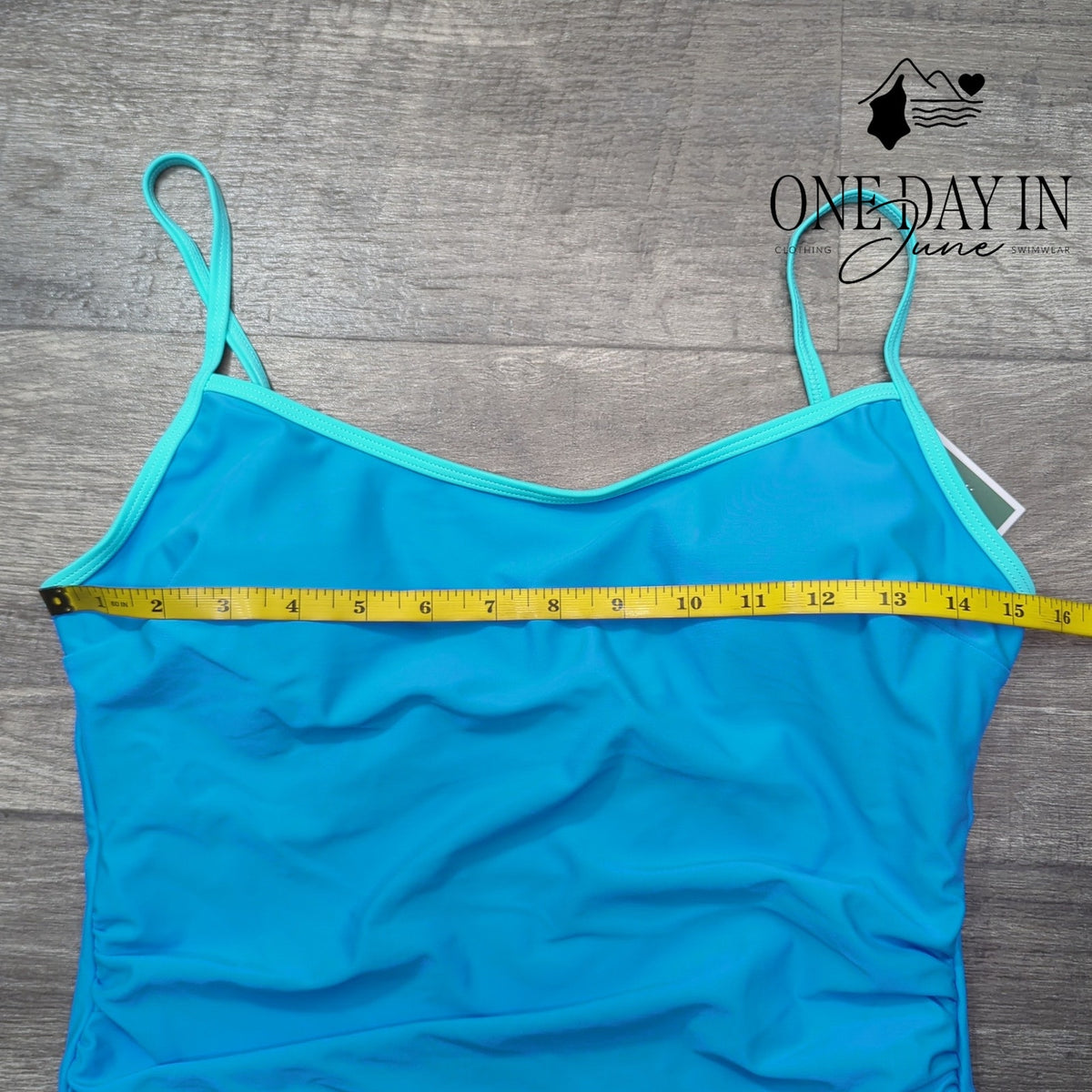 Eomenie Tummy Control One Piece Swimsuit Blue Ruched NWT Size L