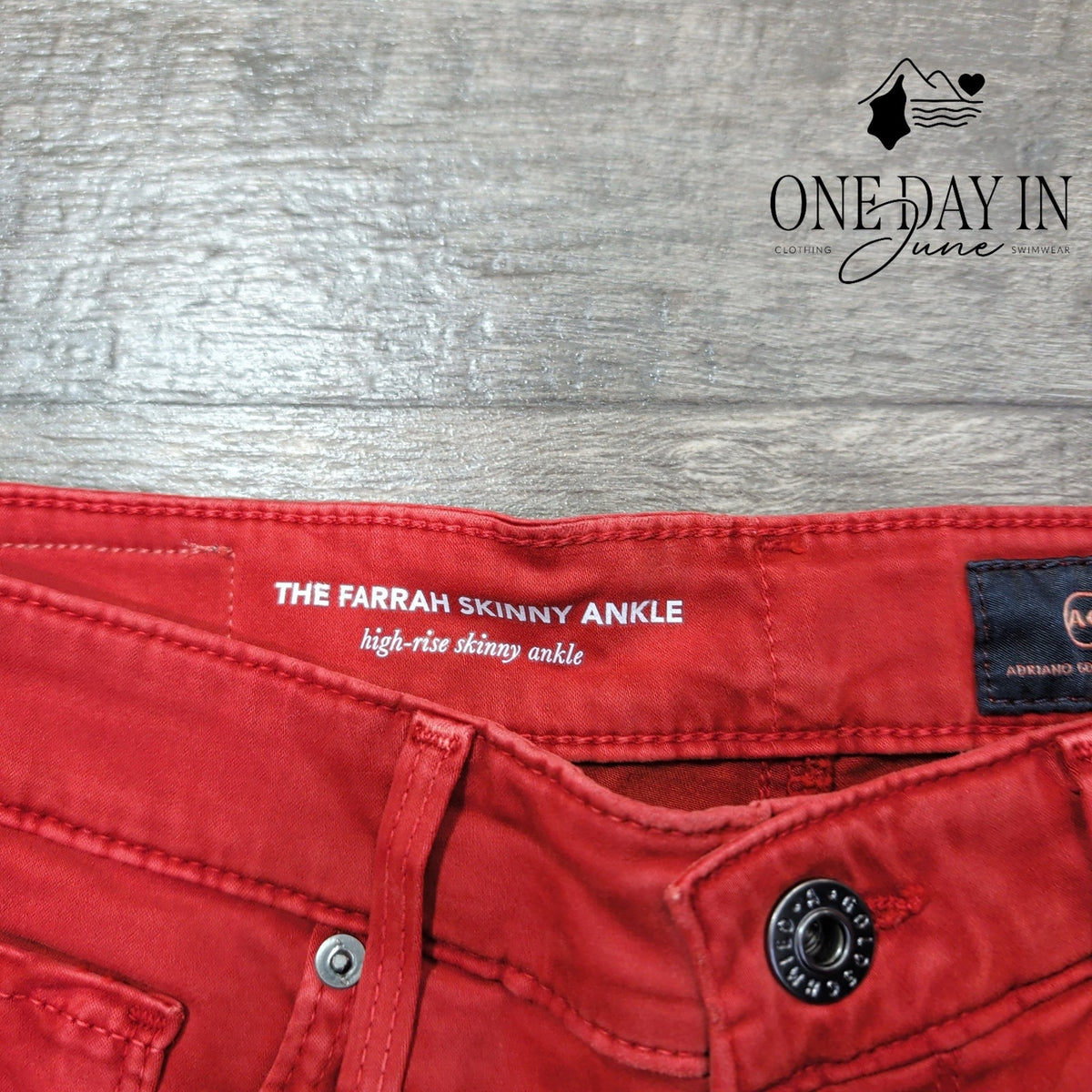 AG Adriano Goldschmied Farrah Skinny Ankle High Rise Jeans Red NWT Size 4 (27)