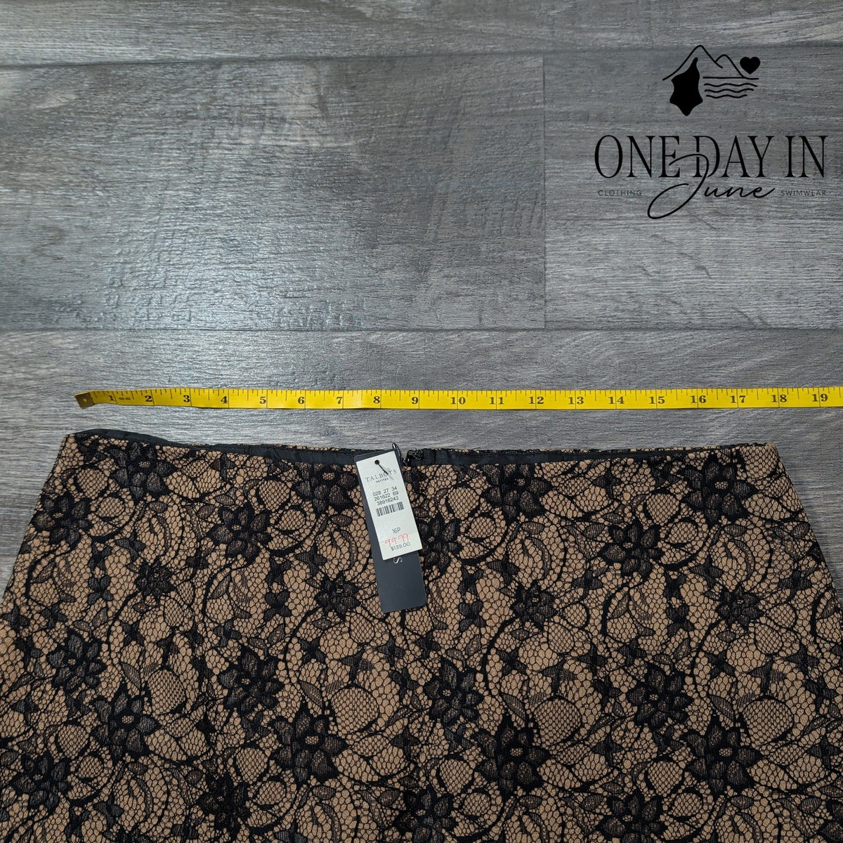 Talbots Petites Floral Lace Pencil Skirt Black Nude NWT Size 16P