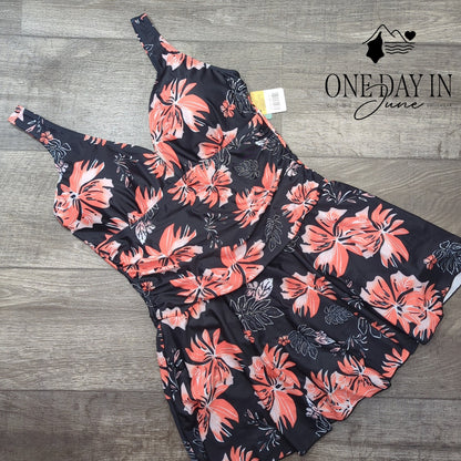 Shekini Twist Front Boyshort Swimdress One Piece Swimsuit Size L
