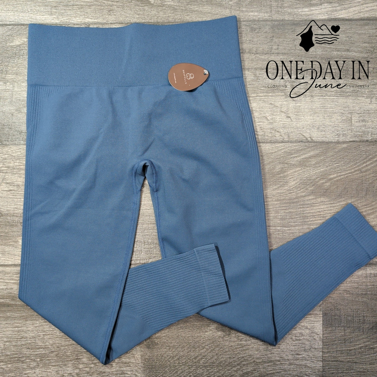 Shapellx High Waisted Seamless Shaping Leggings Blue NWT Size XL