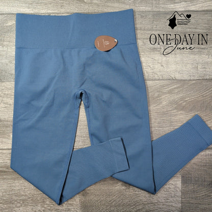 Shapellx High Waisted Seamless Shaping Leggings Blue NWT Size XL