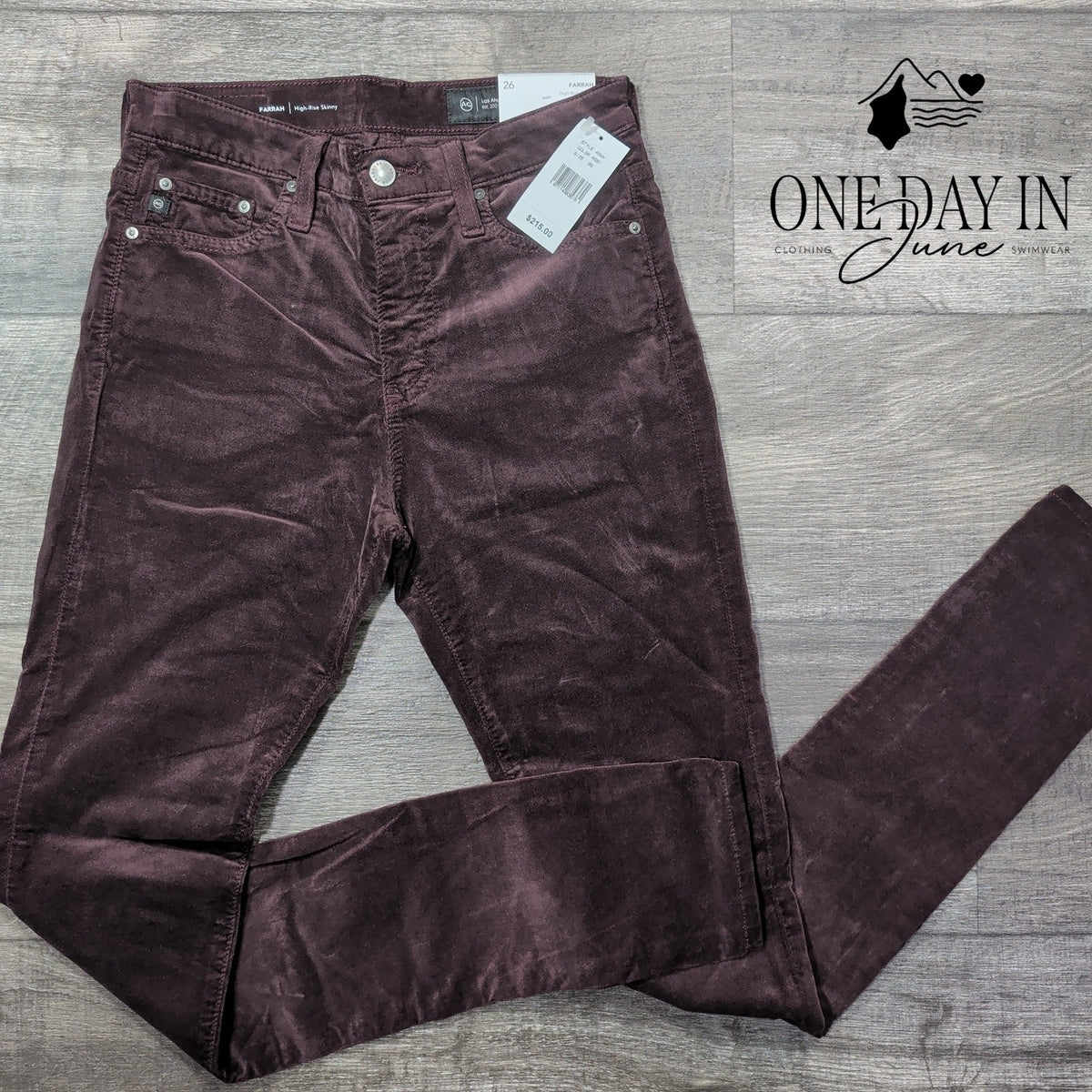 AG Adriano Goldschmied Farrah High Rise Skinny Jeans Burgundy NWT Size 2 (26)